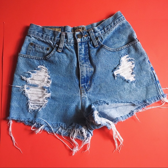 Custom High Waisted Distressed Denim Shorts - Picture 2 of 4